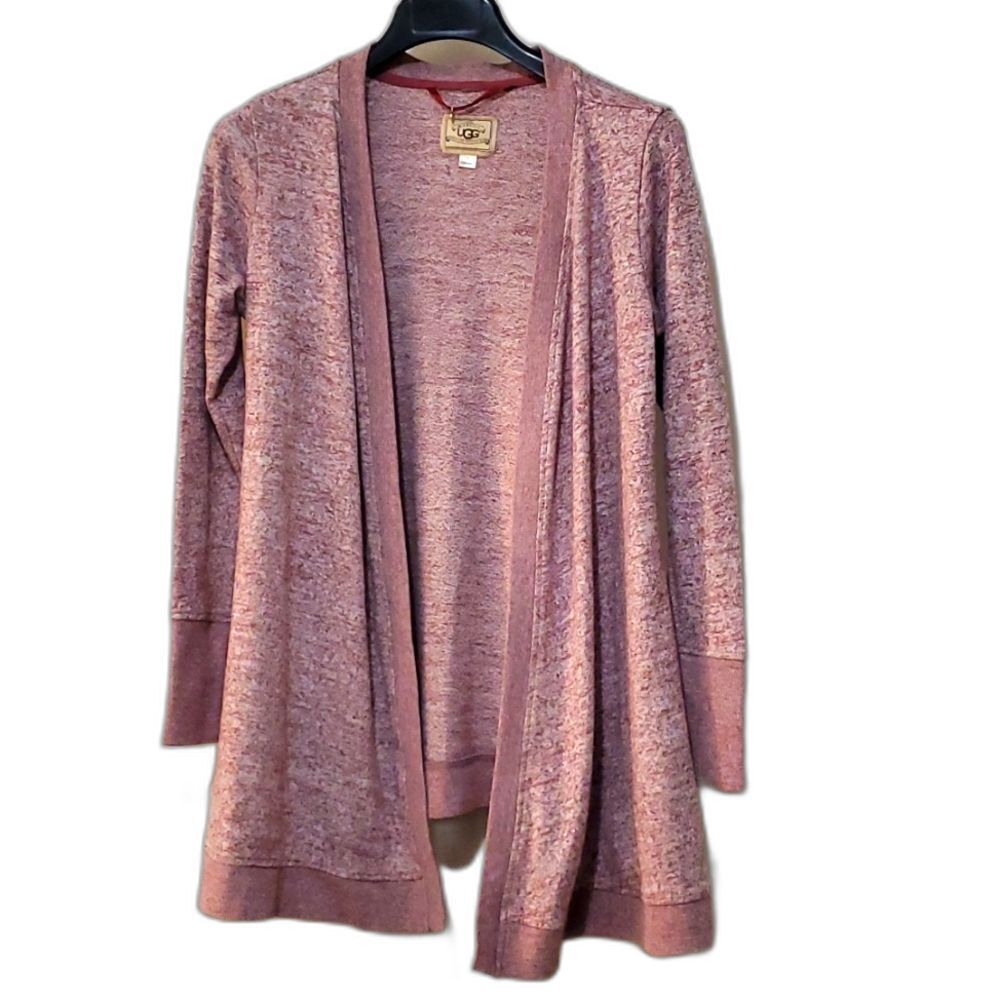 UGG Open Front Cardigan Cozy Pink Blanket Sweater Sz S Boho, Cabincore Farmhouse